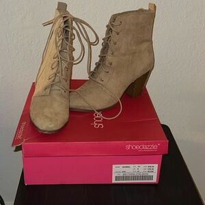 Lace up booties, worn twice